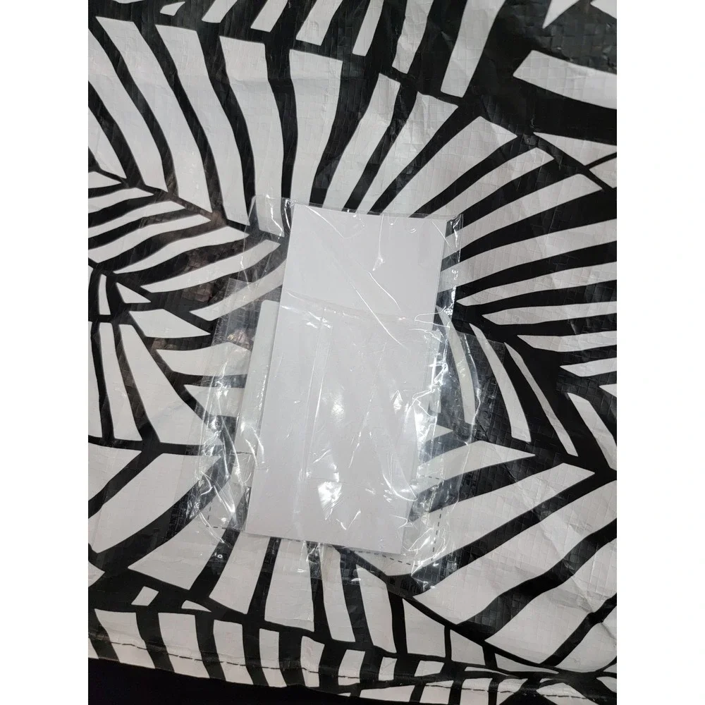 Lot of 6 IKEA SLUKIS Extra Large Storage Bags Black White Leaf Pattern Tote